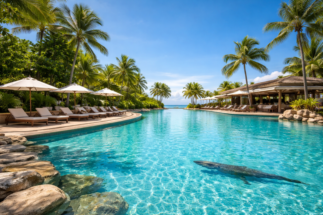 Krokodil zaplivao u hotelskom bazenu