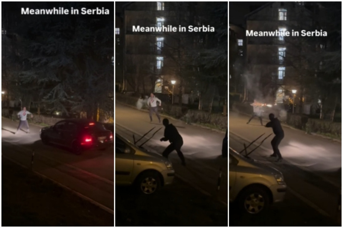 Dva mladića se mačuju vatrometom